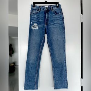 Dark wash Sandro Paris straight leg jeans.